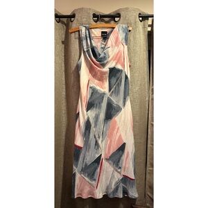 Like New NIC+ZOE Women's Pink and Blue Geometric Midi Dress